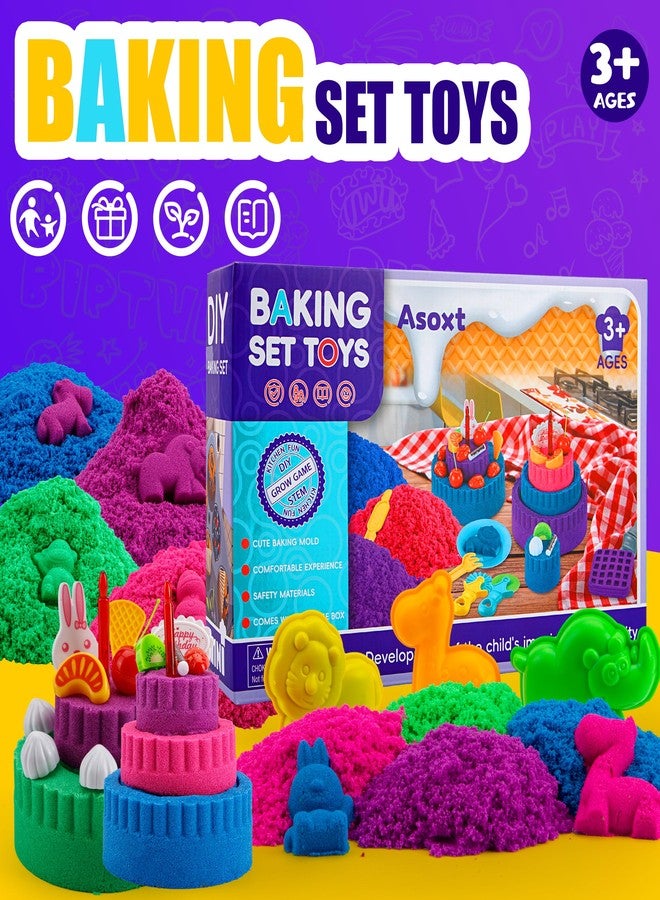 Asoxt Sensory Bin for Boy Girl Kid Toy - 43pcs Play Sand Art Kit with Sandbox, 4lb Color Sand, 17 Molds, Sensory Toy Birthday Gift for Girl Toddler Ages 3-8 - Image 2